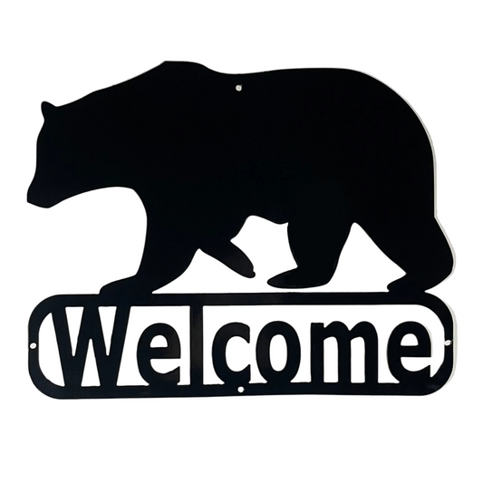 Black Bear Metal Welcome Sign
