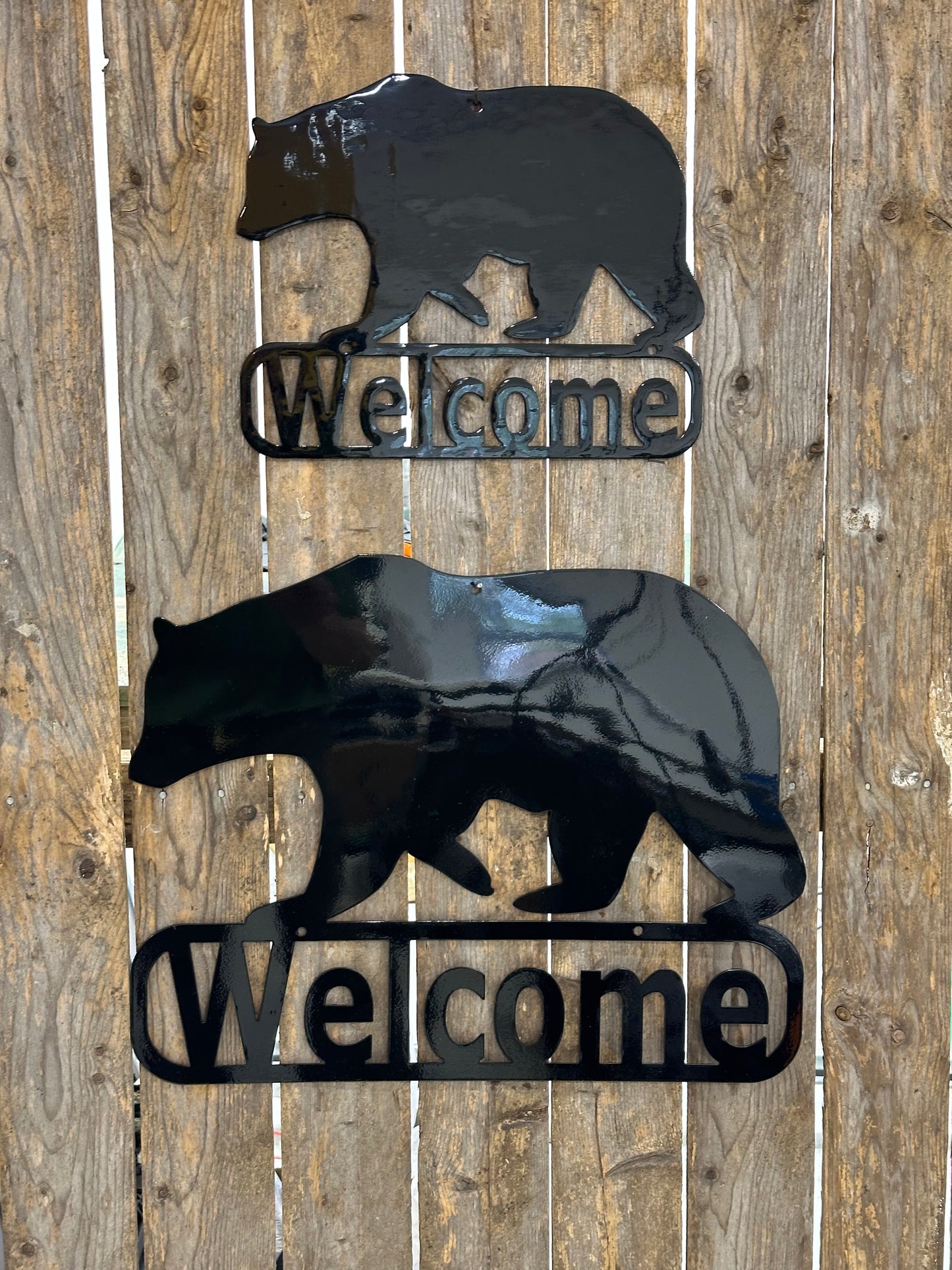 Black Bear Metal Welcome Sign