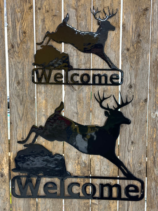 Bounding Stag Welcome Sign